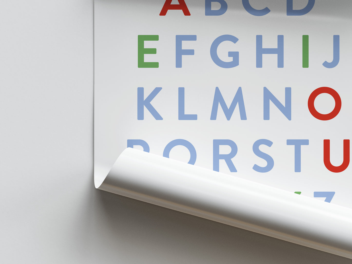Pedagogisk poster: Alfabetet med hårda och mjuka vokaler