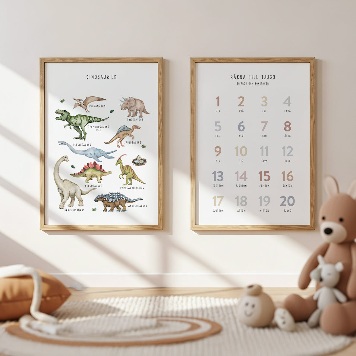 Pedagogisk poster: Räkna till tjugo med siffror och bokstäver