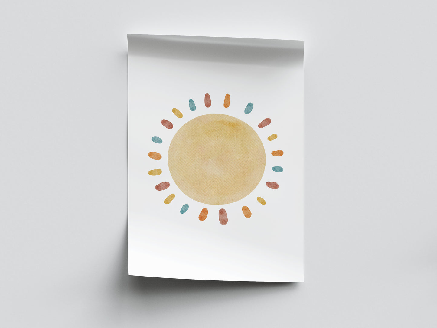Pedagogisk poster för baby: Regnbåge och sol - mitten