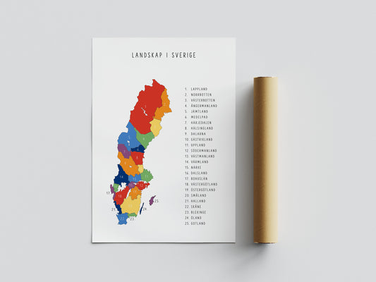 Pedagogisk poster: Landskap i Sverige