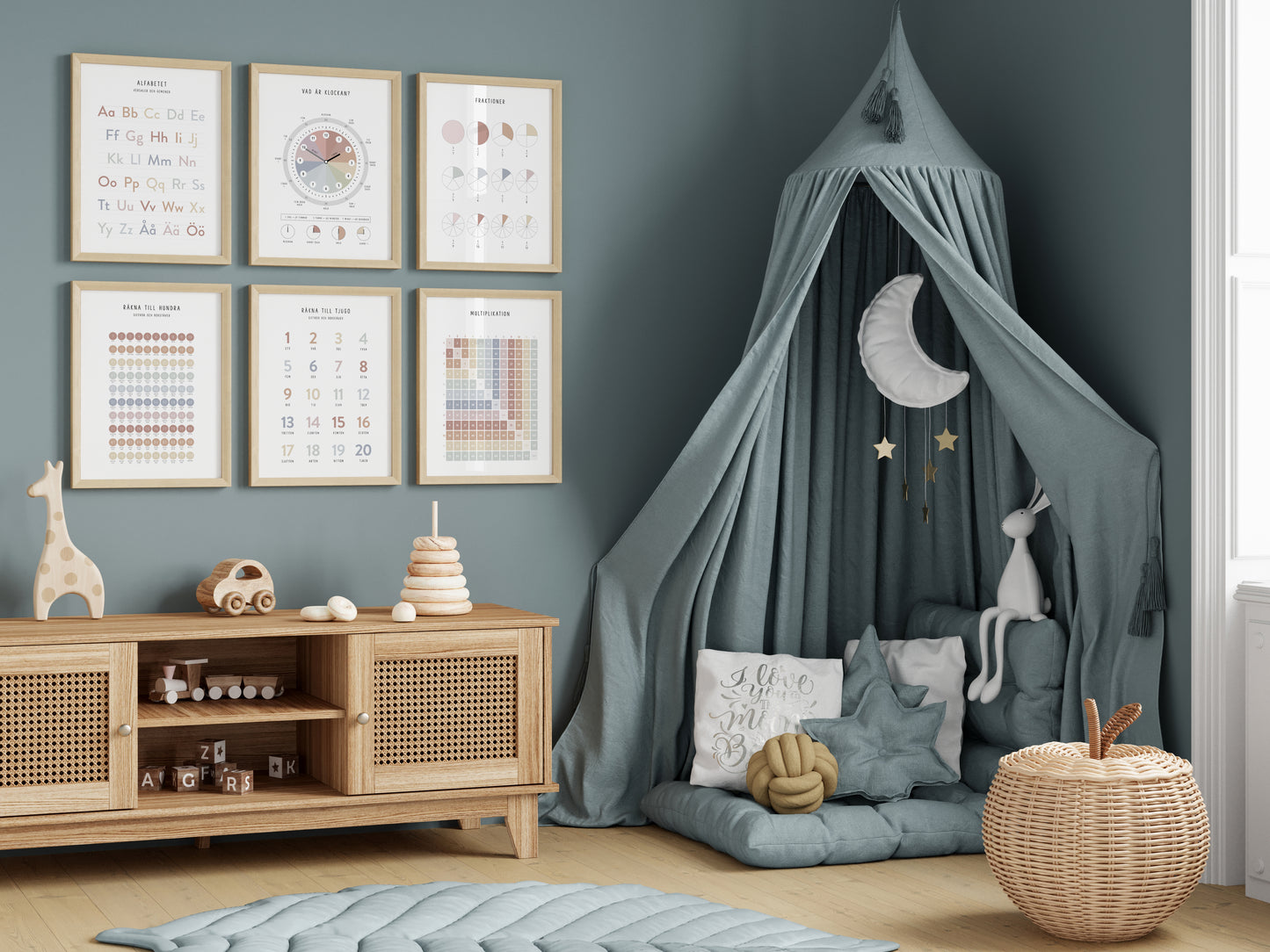 Pedagogisk poster: Räkna till tjugo med siffror och bokstäver